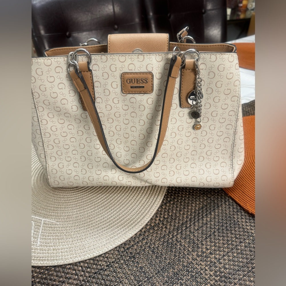 GUESS Beige and Tan Satchel